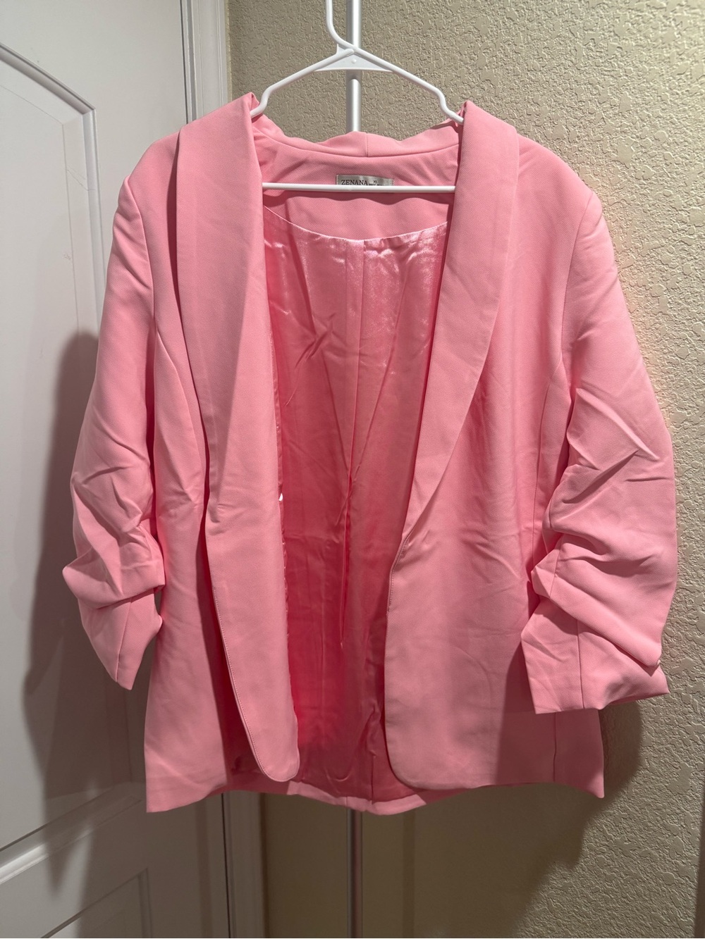 Zenana Outfitters Light Pink Open-Front Blazer